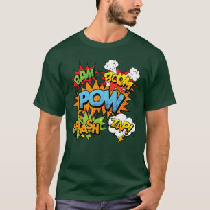 T-shirt Bande dessinée Bam Pow Crash Boom Zap Bulles en Cl