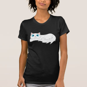 T-shirt Bande dessinée blanche mignonne de chat de Ragdoll