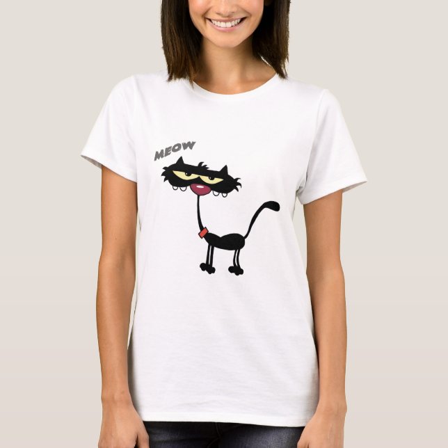 T-shirt Bande dessinée Charactrer de chat noir (Devant)