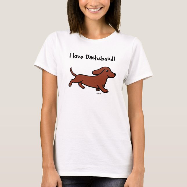 T-shirt Bande dessinée courante de teckel (Devant)