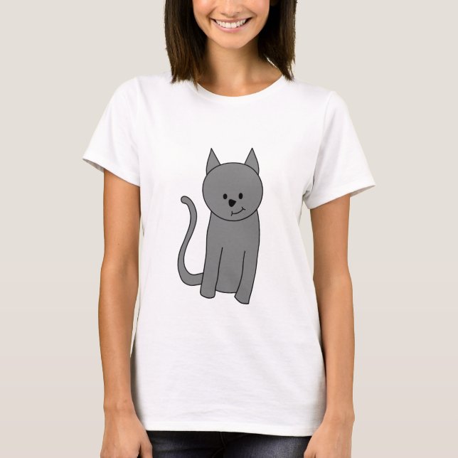 T-shirt Bande dessinée de chat de gris fumeux (Devant)