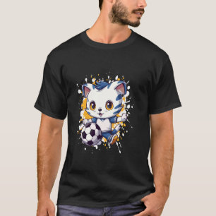 T-shirt Bande dessinée de chat jouant au football