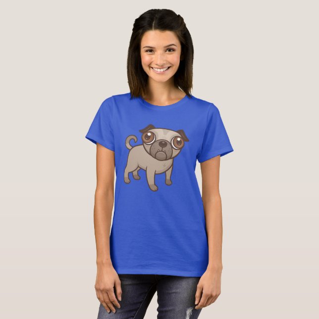 T-shirt Bande dessinée de chiot de carlin (Devant entier)