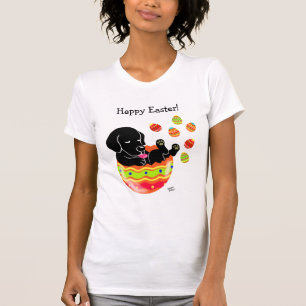 T-shirt Bande dessinée de chiot de Labrador de noir d'oeu