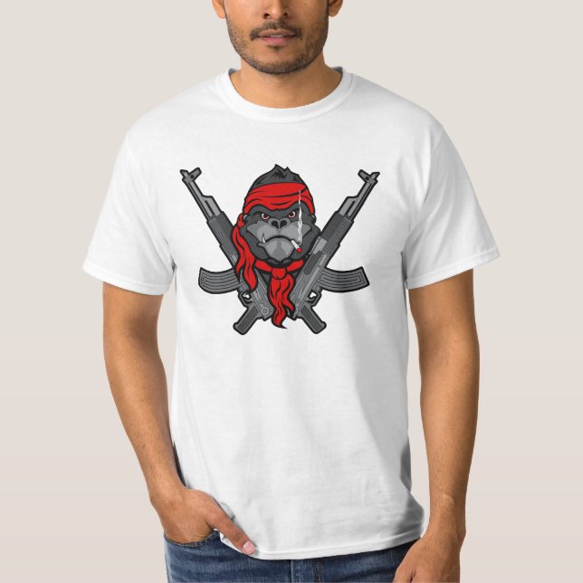T-shirt Bande dessinée de combattant de rebelle de gorille (Devant)