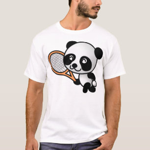 T-shirt Bande dessinée de joueur de tennis d'ours panda