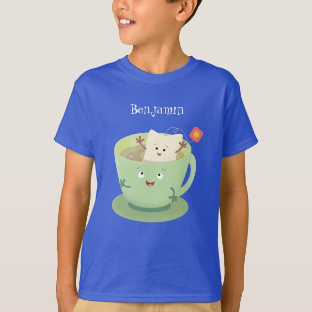 T-shirt Bande dessinée de la tasse de thé mignonne humour  (Devant)
