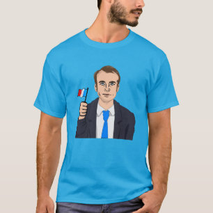 T-shirt Bande dessinée de macron avec le drapeau français