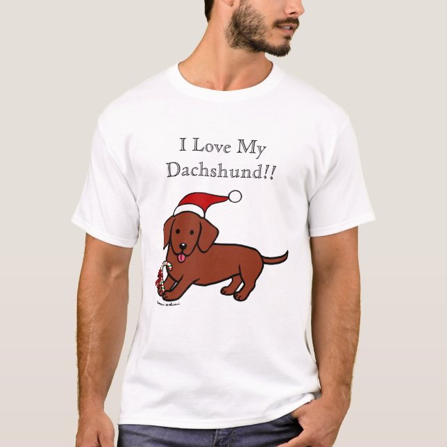T-shirt Bande dessinée de Noël de teckel (Devant)