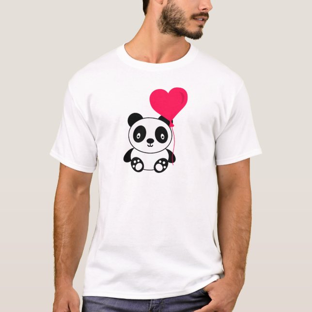 T-shirt Bande dessinée de panda de Valentine (Devant)