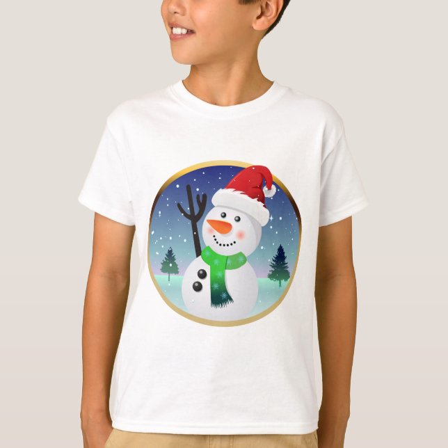 T-shirt Bande dessinée de Père Noël de bonhomme de neige (Devant)