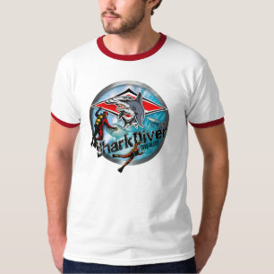 T-shirt bande dessinée de plongeur de requin