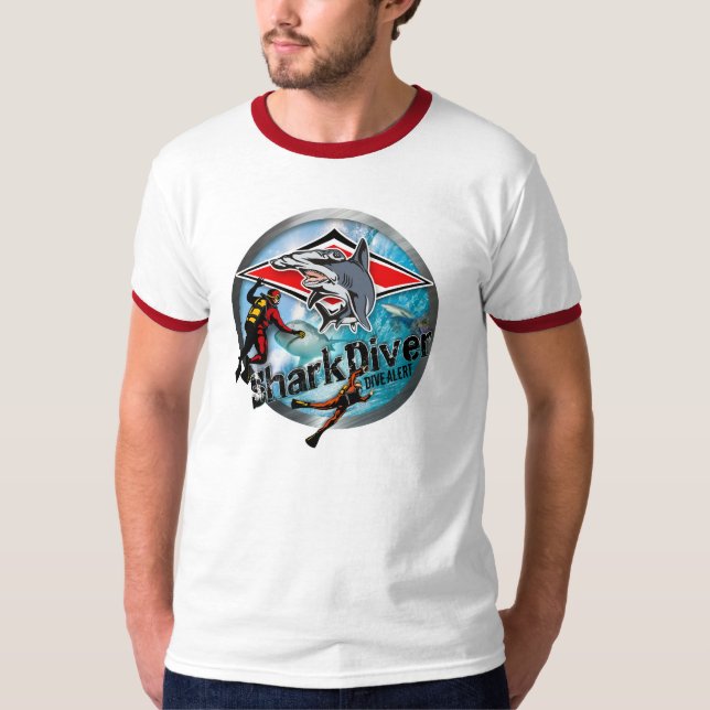 T-shirt bande dessinée de plongeur de requin (Devant)