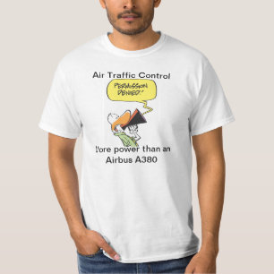 T-shirt Bande dessinée drôle d'Airbus de contrôle du