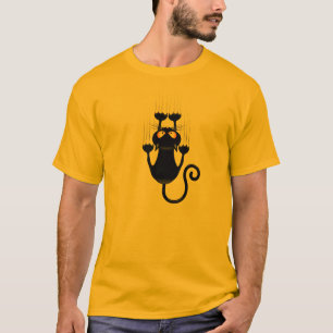 T-shirt Bande dessinée drôle de chat noir rayant le