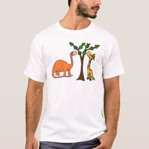 T-shirt Bande dessinée drôle de dinosaure et de girafe