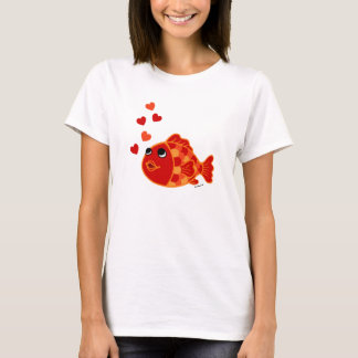 T-shirt Bande dessinée drôle de poisson rouge de Kawaii
