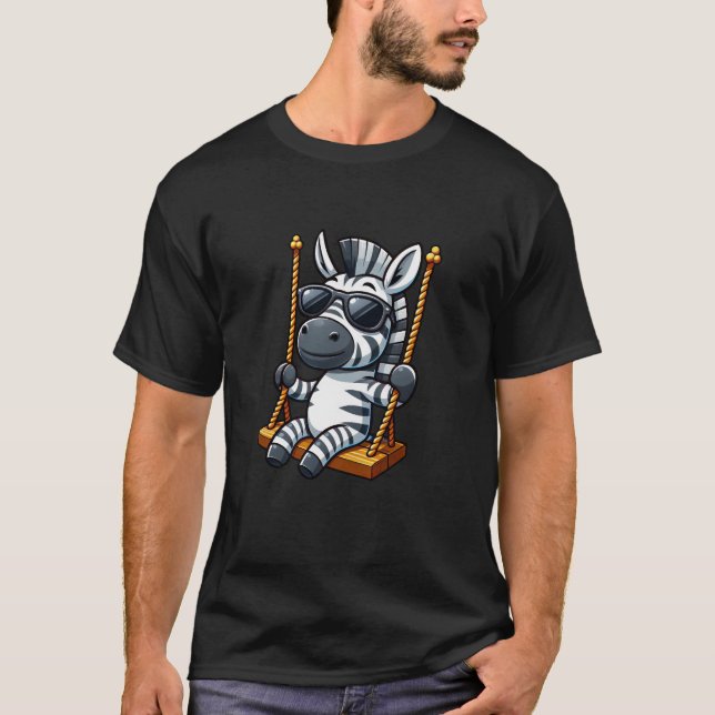 T-shirt Bande dessinée du terrain de jeu Cute zebra swing (Devant)
