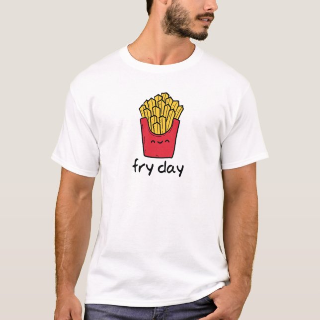 T-shirt Bande dessinée heureuse de pommes frites de (Devant)