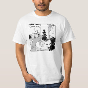 T-shirt Bande dessinée hilare de paix d'échecs "vérifiez