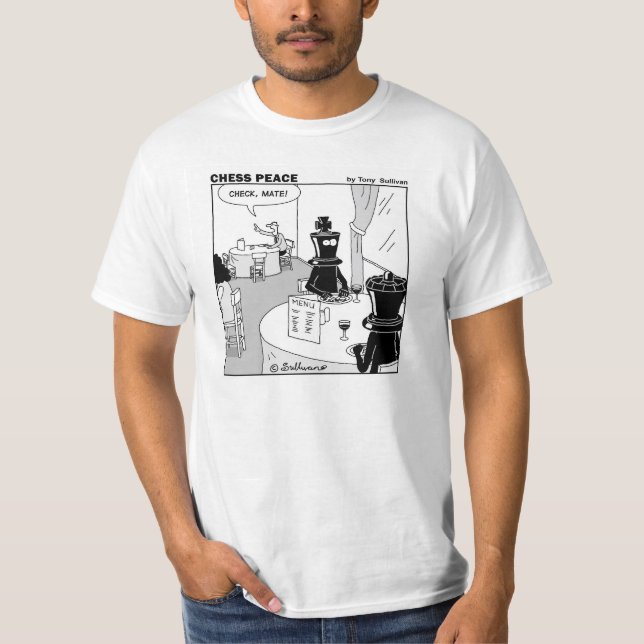 T-shirt Bande dessinée hilare de paix d'échecs "vérifiez (Devant)