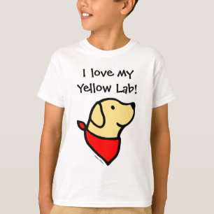 T-shirt Bande dessinée jaune de Labrador et d'écharpe