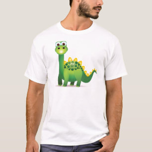 T-shirt Bande dessinée mignonne de dinosaure vert