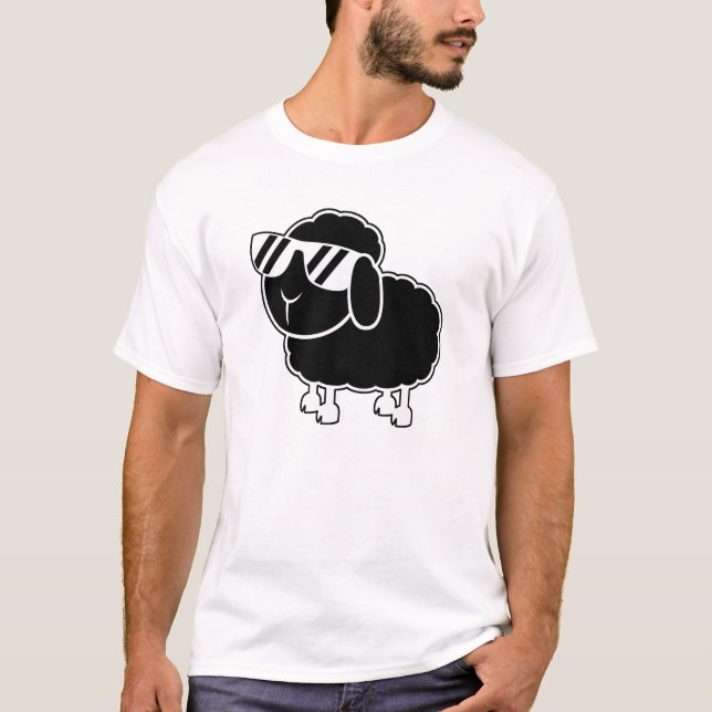 T-shirt Bande dessinée mignonne de moutons noirs (Devant)
