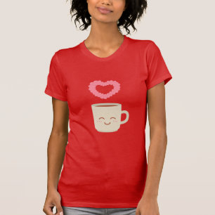 T-shirt Bande dessinée mignonne de tasse de café, amant 