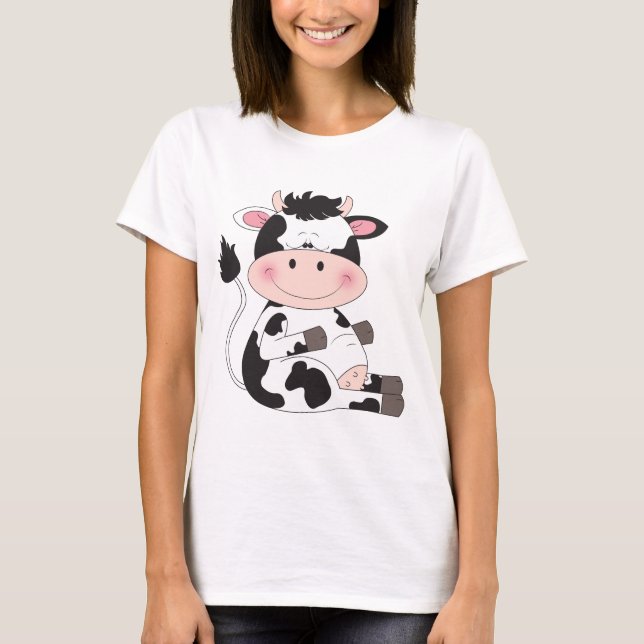 T-shirt Bande dessinée mignonne de vache à bébé (Devant)
