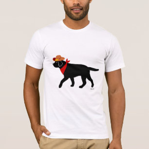 T-shirt Bande dessinée noire de cowboy de Labrador