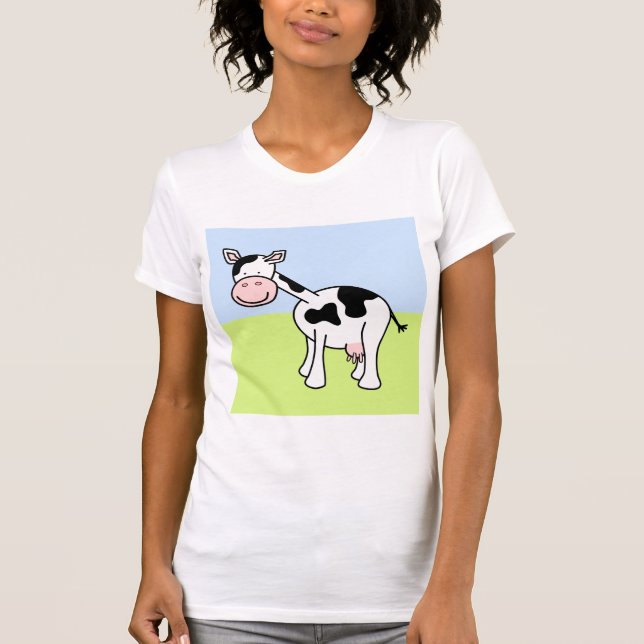 T-shirt Bande dessinée noire et blanche de vache (Devant)