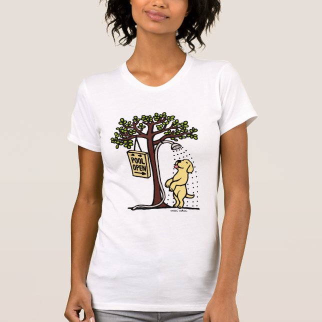 T-shirt Bande dessinée ouverte de Labrador de jaune (Devant)