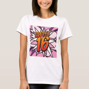T-shirt Bande dessinée Pop Art Pink SWEET 16 ANNIVERSAIRE