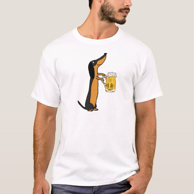 T-shirt Bande dessinée potable de bière de chien drôle de (Devant)