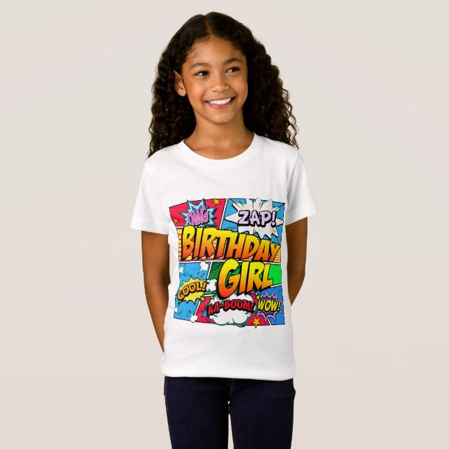 T-Shirt Bande dessinée pour fille d'anniversaire (Devant entier)