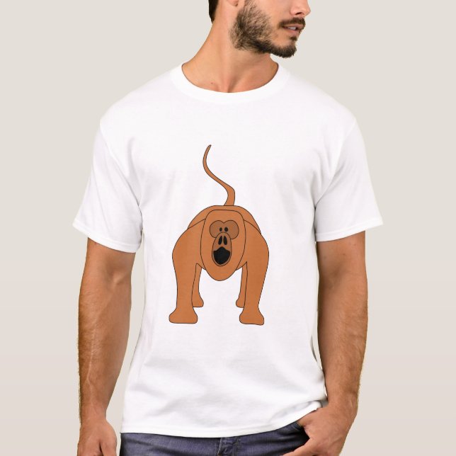 T-shirt Bande dessinée rouge de singe d'hurleur (Devant)