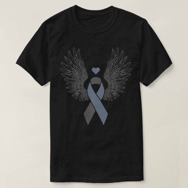 T-shirt Bande grise ailée conscience du cancer du cerveau  (Design devant)