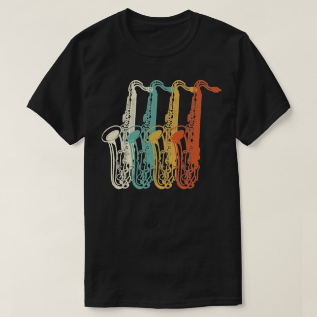 T-shirt Bande Vintage rétro Saxophone 2 (Design devant)