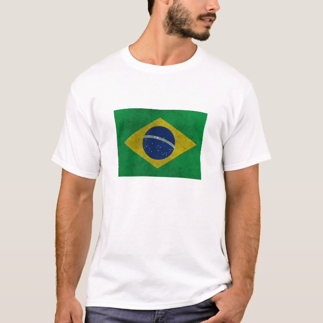 T-shirt Bandeira do Brasil Estilo Envelhecida (Devant)