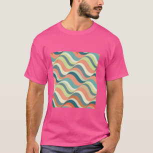 T-shirt Bandes d'onde géométrique rétro orange - Vert opti