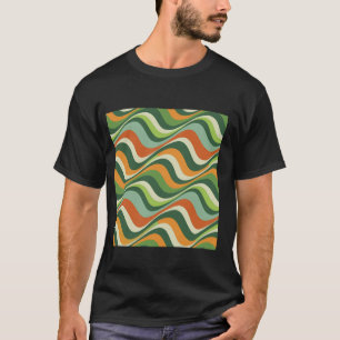 T-shirt Bandes d'onde géométrique rétro vert Tons verts Op