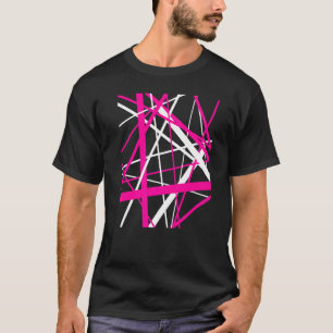 T-shirt Bandes géométriques rouge rose et blanc découpées