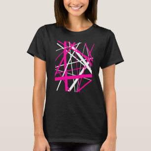 T-shirt Bandes géométriques rouge rose et blanc découpées