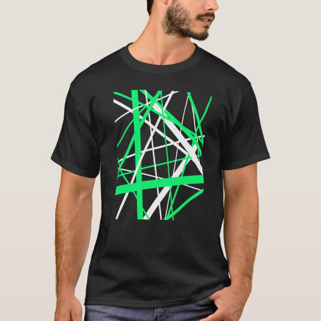 T-shirt Bandes géométriques vertes et blanches découpées M (Devant)