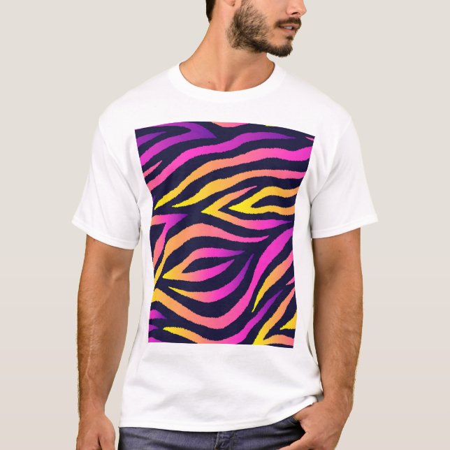 T-shirt Bandes holographiques, motif futuriste sans faille (Devant)
