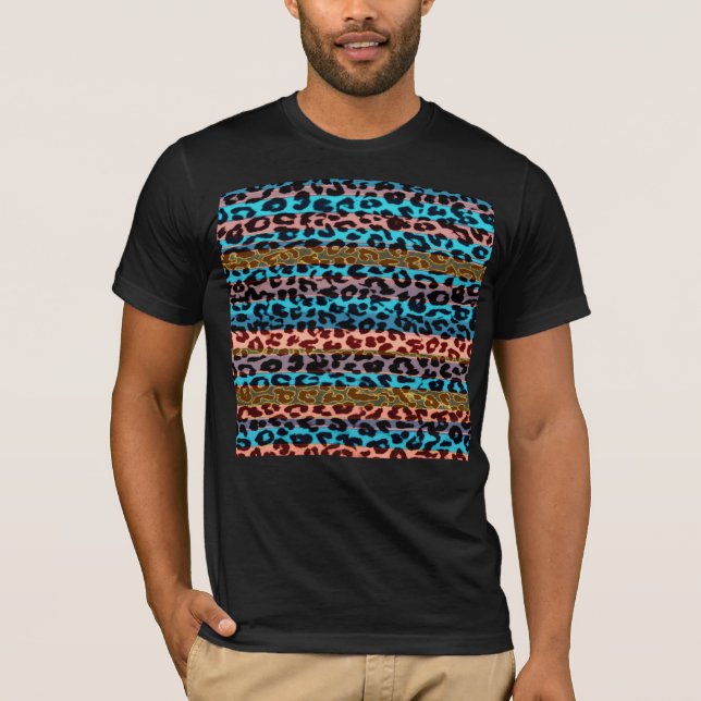 T-shirt Bandes rétro texture de fourrure de léopard motif (Devant)