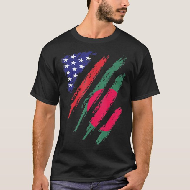 T-shirt Bangladesh American Grosse Drapeau USA Patriot Her (Devant)