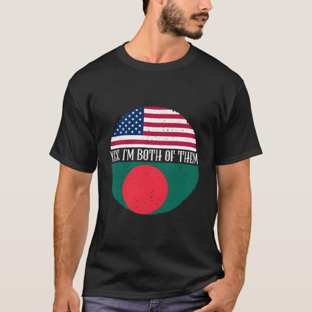T-shirt Bangladesh Chemise drapeaux américains et banglada (Devant)