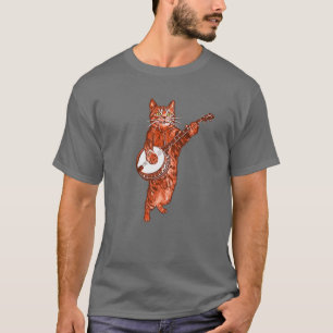 T-shirt Banjo Cat ! Funny Bluegrass Country Folk Music Vin
